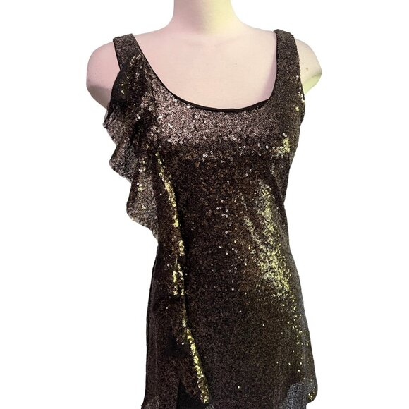 Anna Grace Bronze Sequined Dress Sz Small Womens Sleeveless Mini - Picture 4 of 12
